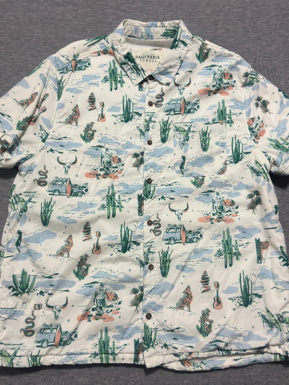 California Cowboy High Water Tropic Button Shirt Motel Surf Mens XL